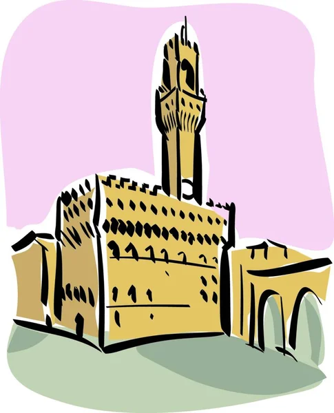 Ilustración Piazza Della Signoria Florencia — Archivo Imágenes Vectoriales