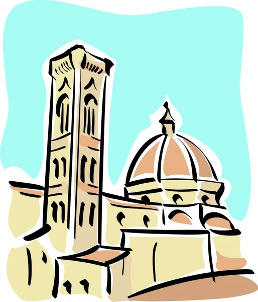 Illustration Clocher Dôme Giotto Florence — Image vectorielle