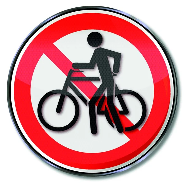 Push Verbotsschild För Cykling Och Cykel — Stock vektor