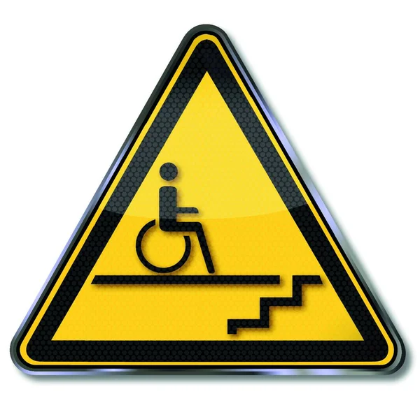 Zeichen Rollstuhl Treppe Und Behinderung — Stockvektor