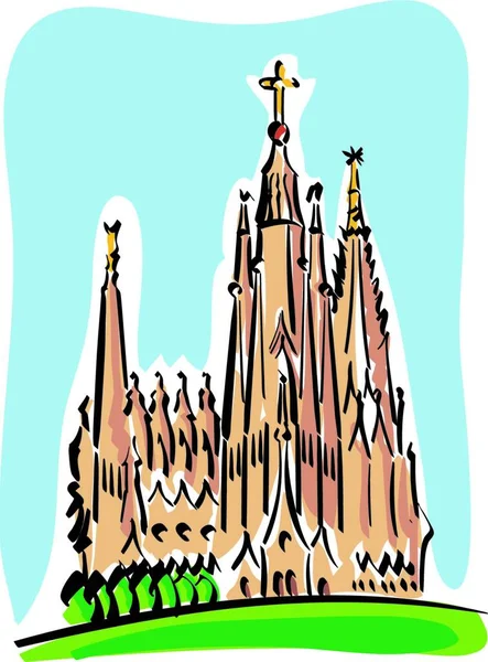 Illustration Sagrada Familia Barcelona — Stock vektor