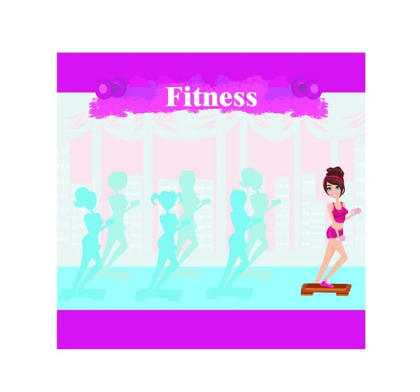 Group Women Exercising Gym — Stock Vector
