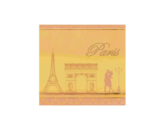 Влюбленная Пара Париже Винтажная Карта — стоковый вектор