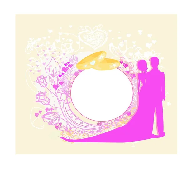 Карта Любовной Парой Цветочной Аркой Предназначенной Свадебного Приглашения — стоковый вектор
