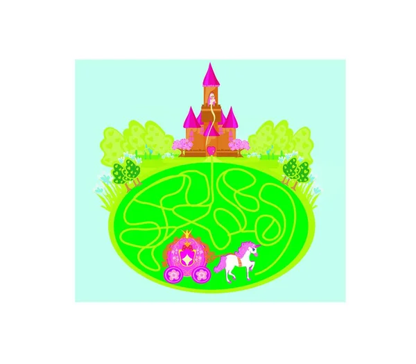 Funny Maze Game Princess Waits Castle — Stock Vector