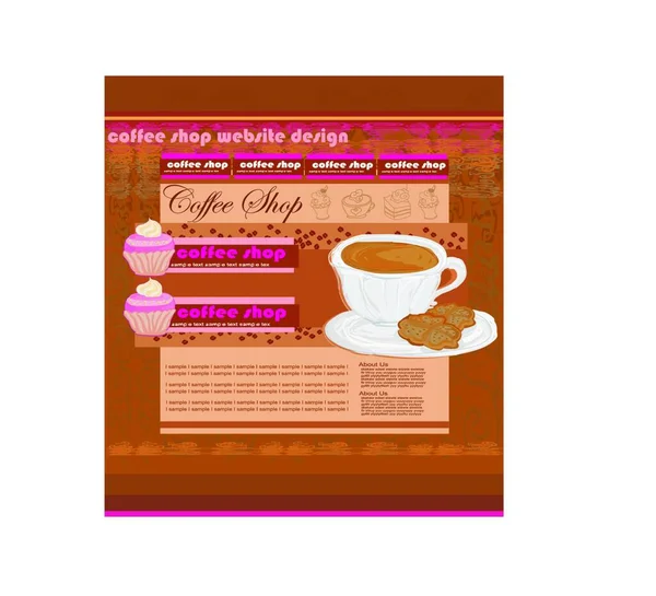 Design Der Coffee Shop Webseite — Stockvektor