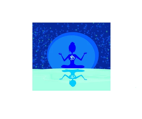 Yoga Con Símbolo Ohm Sobre Luna — Archivo Imágenes Vectoriales