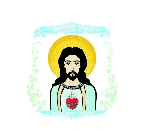 Sagrado Corazón Jesús Ilustración — Vector de stock