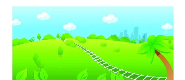 Railroad Track Green Landscape — Stock Vector