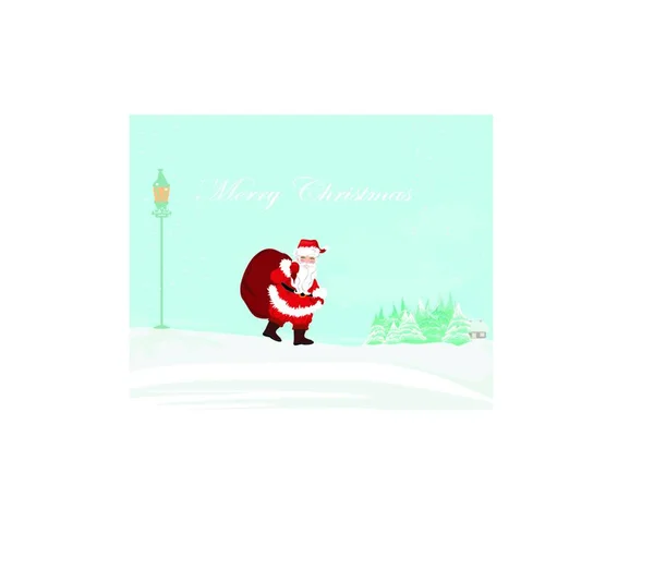 Paysage Hiver Avec Maison Père Noël — Image vectorielle