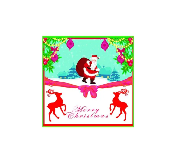 Vektor Karácsonyi Nyaralás Háttér Santa Claus Rénszarvas — Stock Vector