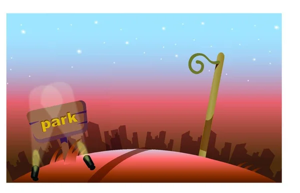 Parque Letrero Por Noche — Vector de stock