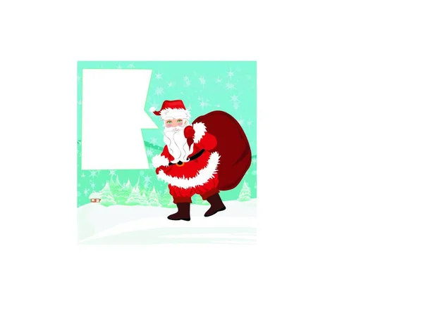 Santa Claus Con Una Bolsa Regalos — Vector de stock