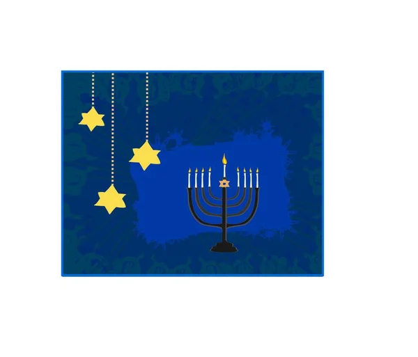 Vektorová Ilustrace Abstraktní Karty Hanuky Menory — Stockový vektor