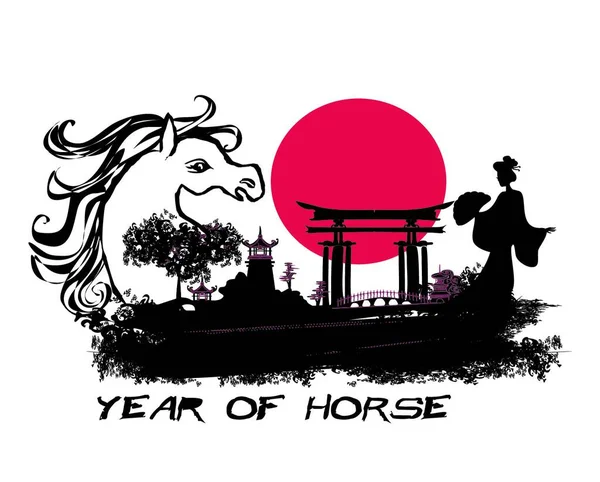 Jahr Der Pferdevektorgrafik — Stockvektor