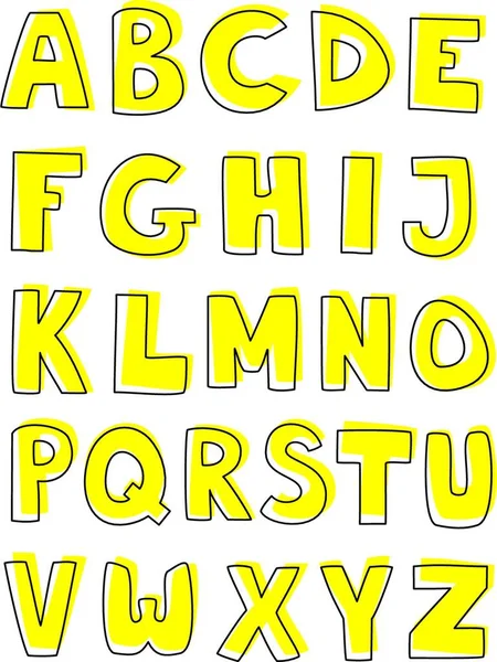 Alphabet Lettres Dessin Main Ensemble Vectoriel Isolé Sur Fond Blanc — Image vectorielle