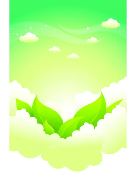 Grüne Blätter Wolken — Stockvektor