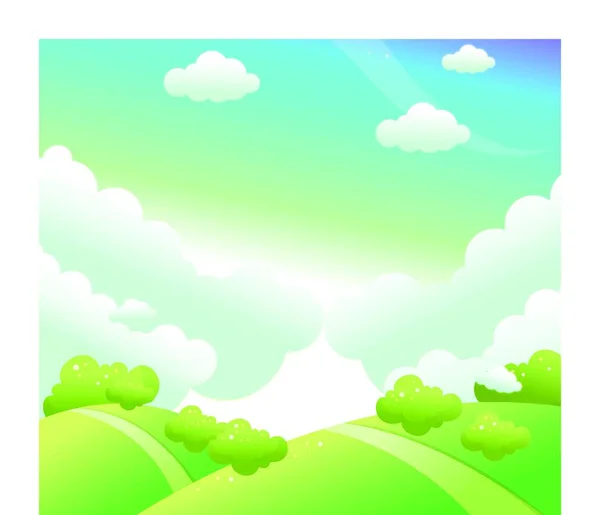 Grönt Landskap Och Blå Himmel — Stock vektor