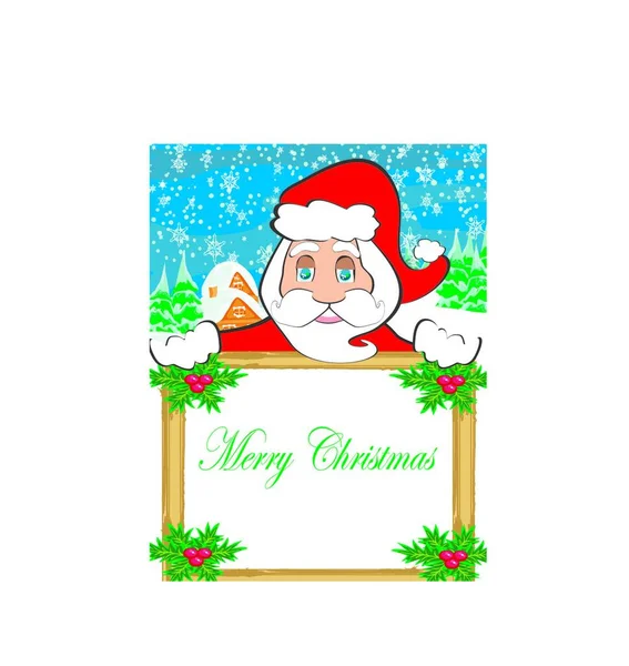 拿着画框的滑稽圣诞老人 发短信的地方 — 图库矢量图片
