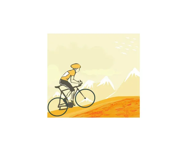 野生自然景观下的运动公路自行车骑手 — 图库矢量图片