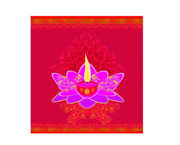 Lotus Oil Lamp Illustration Vectorielle — Image vectorielle