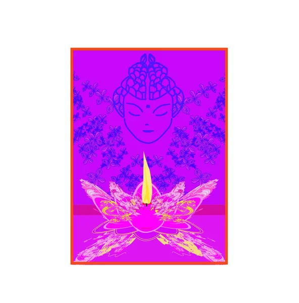 Lotus Öllampe Mit Buddha — Stockvektor