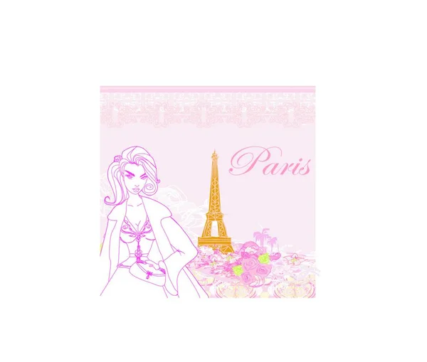 Hermosas Mujeres Compras París — Vector de stock
