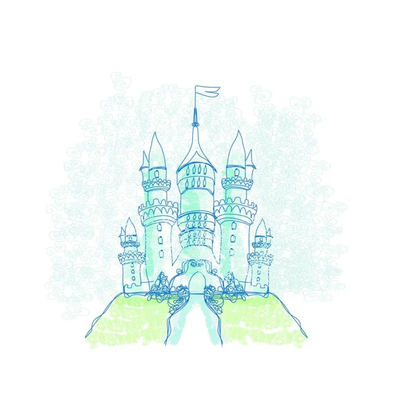 Doodle Sketchy Castle Vector Ilustração —  Vetores de Stock