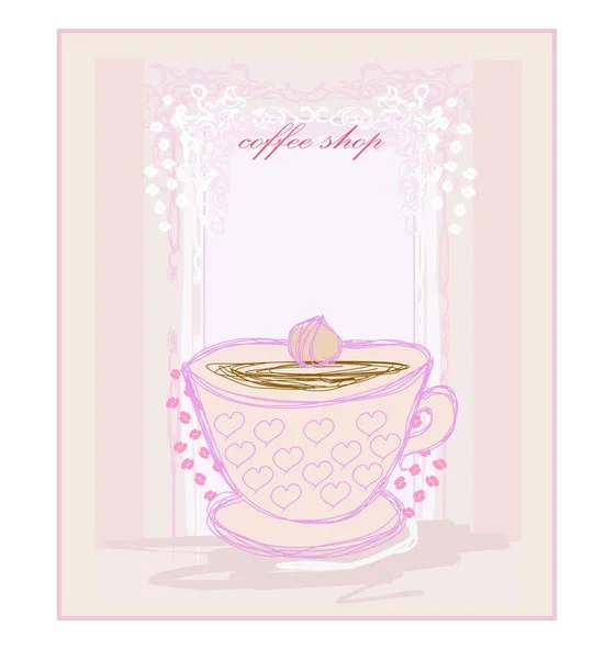 Taza Café Vector Corazones — Vector de stock