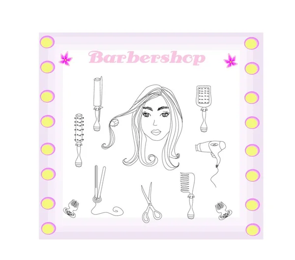 Friseur Und Friseur Doodle Set — Stockvektor