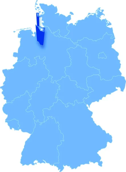 Mapa Polityczna Niemiec Wszystkimi Państwami Których Wyciągnięto Bremę Freie Hansestadt — Wektor stockowy