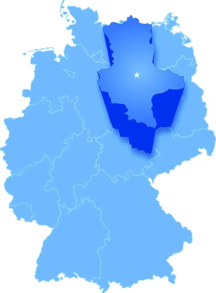 Mapa Político Alemanha Com Todos Estados Onde Saxónia Anhalt Retirada —  Vetores de Stock