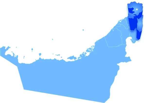 Mapa Político Dos Emirados Árabes Unidos Com Todos Emirados Árabes — Vetor de Stock
