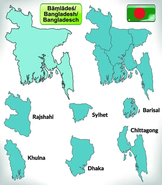 Бангладеш Азії Кордонна Карта Кордонами Синього Кольору Привабливий Дизайн Карта — стоковий вектор