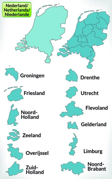 境界線の地図としてヨーロッパのオランダは青い線で囲まれています 魅力的なデザイン カードはあなたの意図と完全に一致します — ストックベクタ