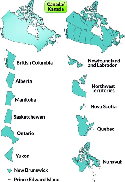 Kanada Nordamerika Som Gränskarta Med Gränser Blått Tilltalande Design Kortet — Stock vektor