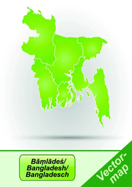 Бангладеш Азії Карта Кордонів Межами Зеленого Кольору Привабливим Дизайном Картка — стоковий вектор