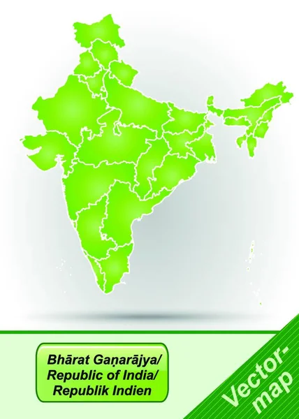 India Asia Como Mapa Fronterizo Con Fronteras Verde Debido Diseño — Archivo Imágenes Vectoriales
