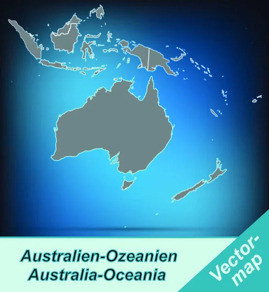 Continente Australia Oceanía Mundo Como Mapa Fronterizo Con Fronteras Diseño — Archivo Imágenes Vectoriales