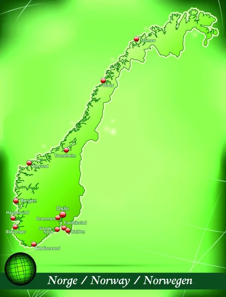 Noordoever Europa Als Eilandenkaart Met Abstracte Achtergrond Het Groen Het — Stockvector