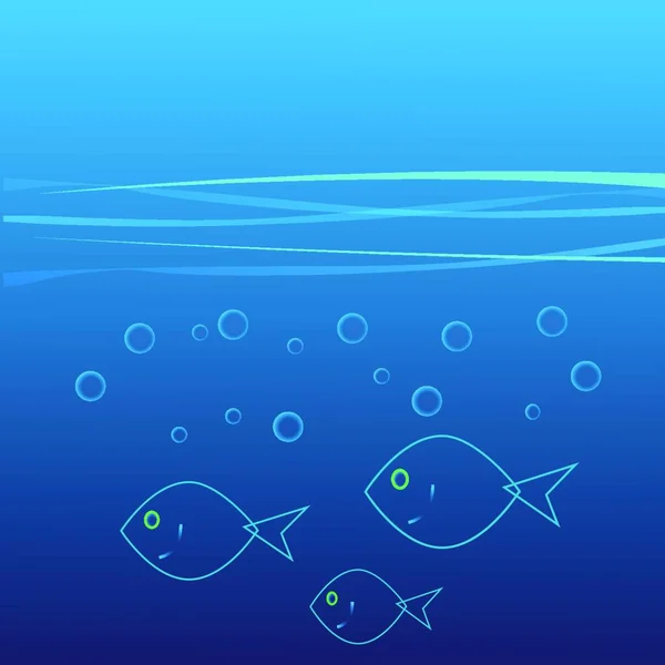 あなたの設計のための抽象的な青魚とカラフルなイラスト — ストックベクタ