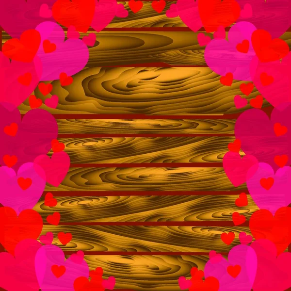 Барвиста Ілюстрація Сердечками Текстурі Дерева Вашого Дизайну — стоковий вектор