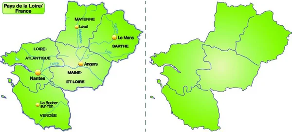 Mapa Región Payd Loire Con Departamentos — Archivo Imágenes Vectoriales