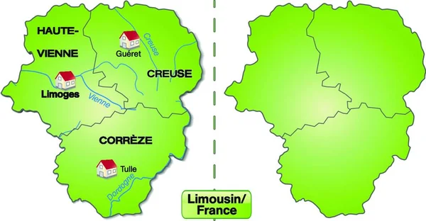 Limuzína Francii Jako Ostrovní Mapa Hranicemi Tato Karta Obzvláště Vhodná — Stockový vektor