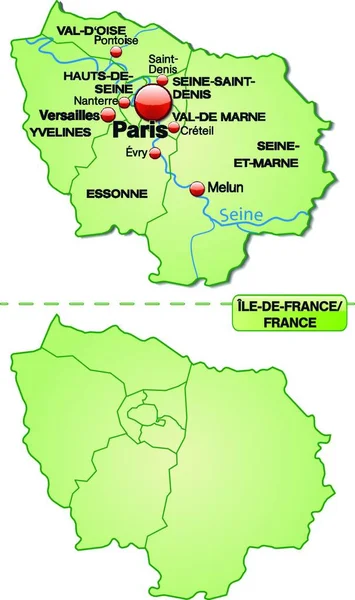 Departmanlı Fransa Bölgesinin Haritası — Stok Vektör