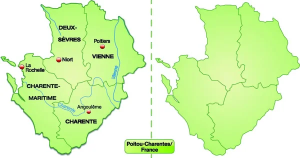 フランスのポワトゥー シャラントは パステルグリーンの境界線を持つ島の地図 エリアはオプションです として このカードはデジタルメディアでの印刷や使用に最適化されています — ストックベクタ