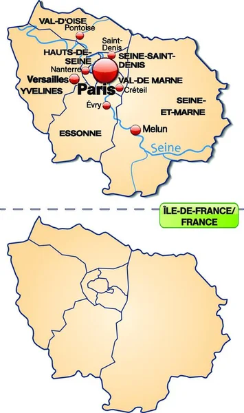 Mapa Región Francia Con Departamentos — Vector de stock