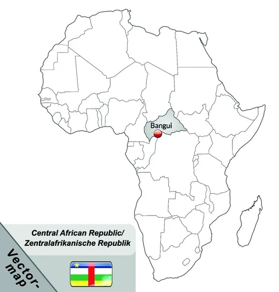 アフリカの中部アフリカ共和国は灰色の島の地図として 魅力的なデザイン カードはあなたの意図と完全に一致します — ストックベクタ