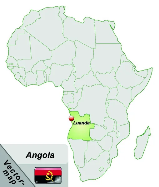 Angola Africe Jako Ostrovní Mapa Pastelové Zeleni Díky Atraktivnímu Designu — Stockový vektor