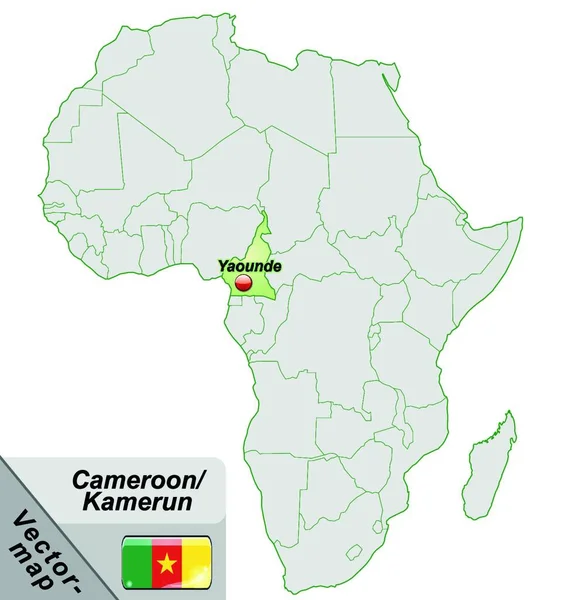 Cameroon Afrika Als Een Eilandenkaart Pastelgroen Het Aantrekkelijke Design Kaart — Stockvector